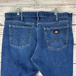 Mens Dickies Dark Wash Denim Jeans Rugged Work Casual Regular Straight 40 X 32